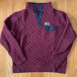 Patagonia Men’s Quilted Crewneck Pullover - Burgundy with Navy Trim